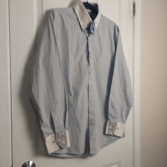 Marco Donateli Dress Shirt Men's Large Grey with Fun Details - Picture 3 of 10